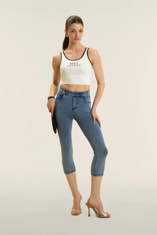 N.O.W.® Capri hlače z denim učinkom in 5 žepi