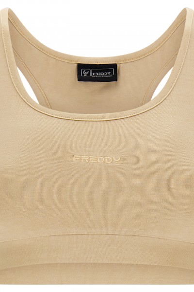 ŠPORTNI TOP Z VEZENIM LOGOTIPOM, BEŽ