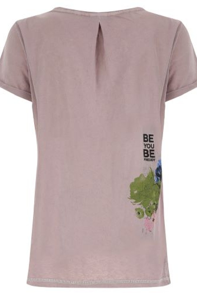 T-SHIRT  S KRATKIMI ROKAVI IN VINTAGE VIDEZA, BEŽ BARVE