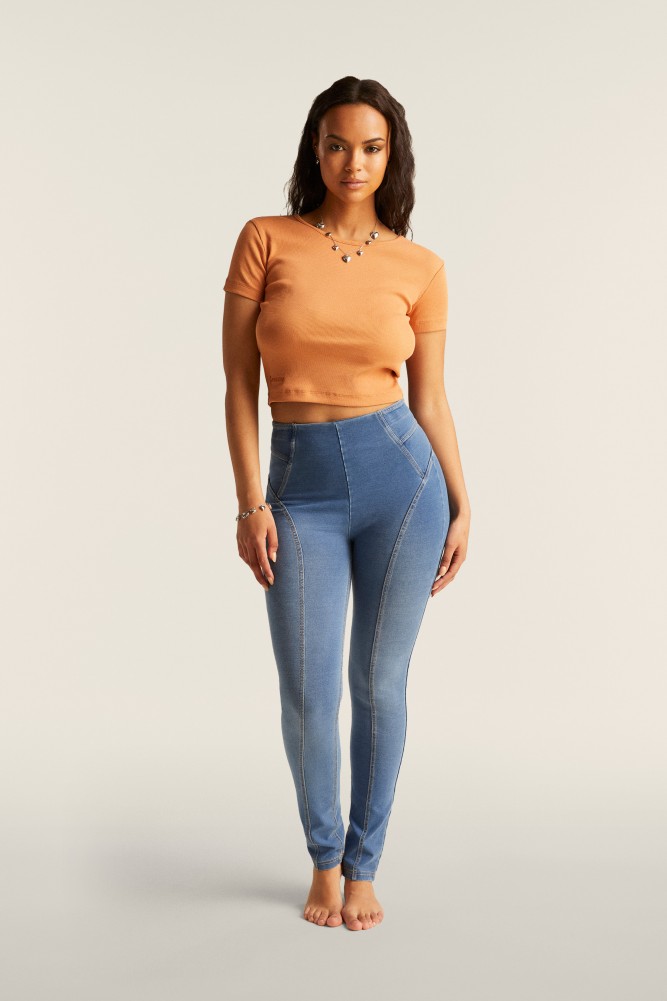 Hlače N.O.W.® s preklopivim pojasom od denim tkanine