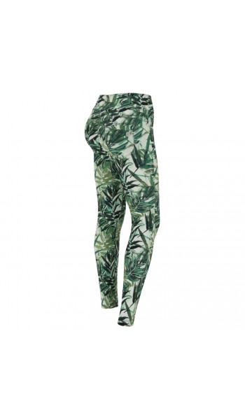 N.O.W.® HLAČE, VIŠJI PREPOGLJIV PAS, S TROPSKIM POTISKOM, SLIM FIT