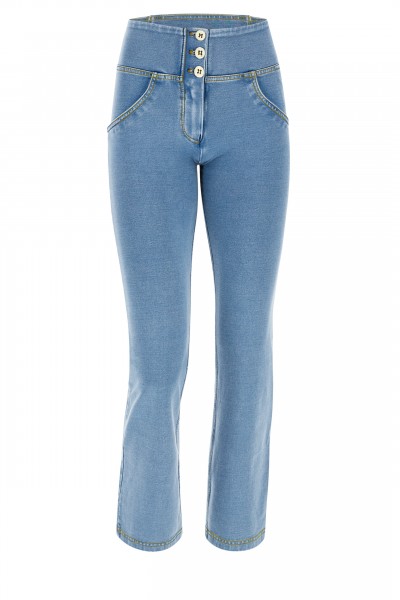 WR.UP® 7/8 SVETLE DENIM HLAČE V VIŠJEM  PASU NA ZVONEC