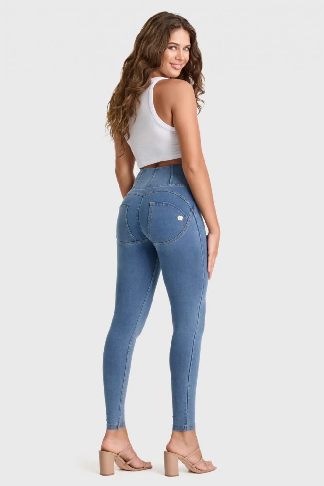 WR.UP®, VISOK PAS, SKINNY, IZ EKOLOŠKE  TKANINE Z DENIM EFEKTOM, SVETLO SPRANE