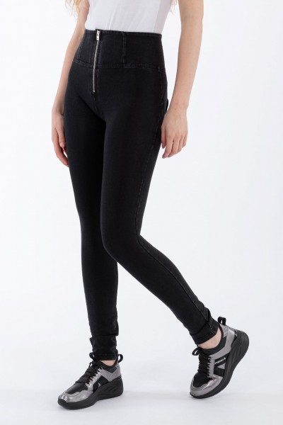 WR.UP®, VISOK  PAS, SKINNY, ČRN DENIM Z TEMNIMI ŠIVI