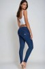 WR.UP ®, NORMALEN PAS, SKINNY, IZ EKOLOŠKE  TKANINE,  TEMEN DENIM Z RUMENIMI ŠIVI