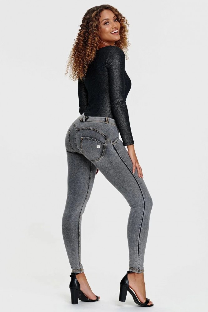 WR.UP ®, NORMALEN PAS, ORGANSKI BOMBAŽ,  SKINNY, SIVE, DENIM EFEKT, 