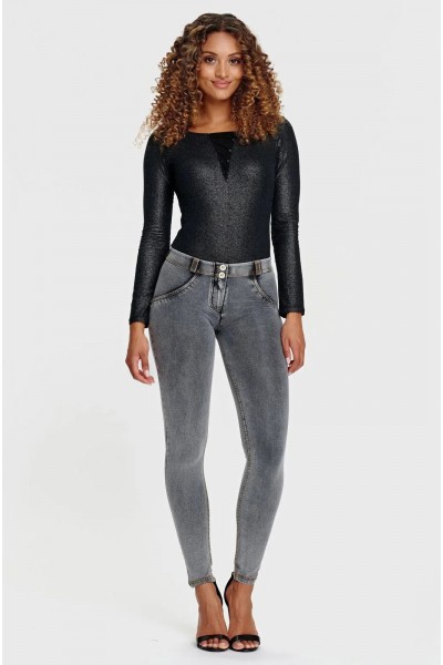 WR.UP ®, NORMALEN PAS, ORGANSKI BOMBAŽ,  SKINNY, SIVE, DENIM EFEKT, 