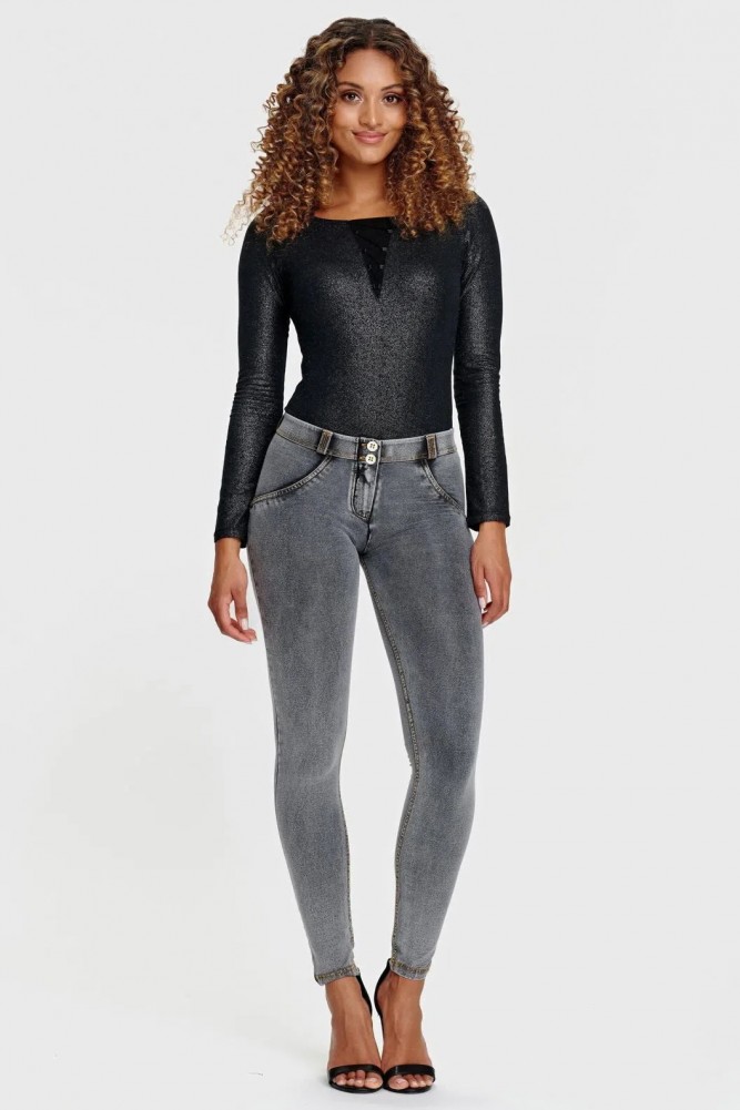 WR.UP ®, NORMALEN PAS, ORGANSKI BOMBAŽ,  SKINNY, SIVE, DENIM EFEKT, 