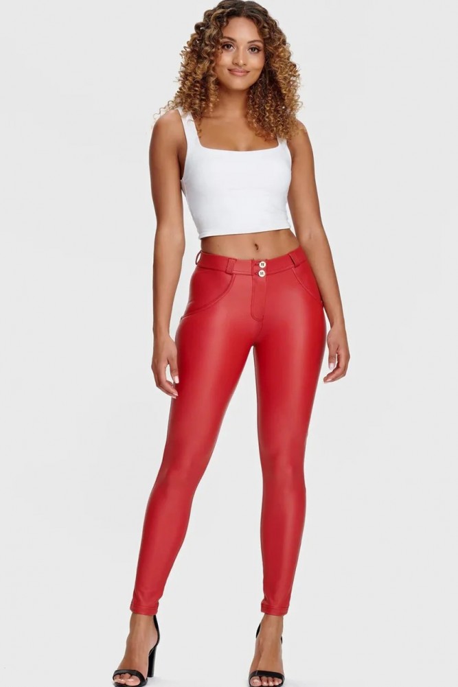 WR.UP® SKINNY HLAČE IZ EKOLOŠKEGA USNJA V NORMALNEM PASU