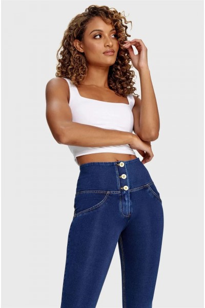 WR.UP ® Push Up skinny hlače z visokim pasom in gumbi, 