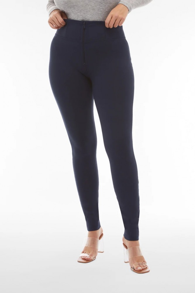 WR.UP® skinny hlače push-up z visokim pasom iz organskega bombaža, modra