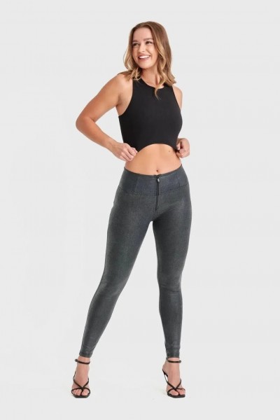 WR.UP® superskinny hlače iz umetnega usnja z vzorcem kačje kože in visokim pasom
