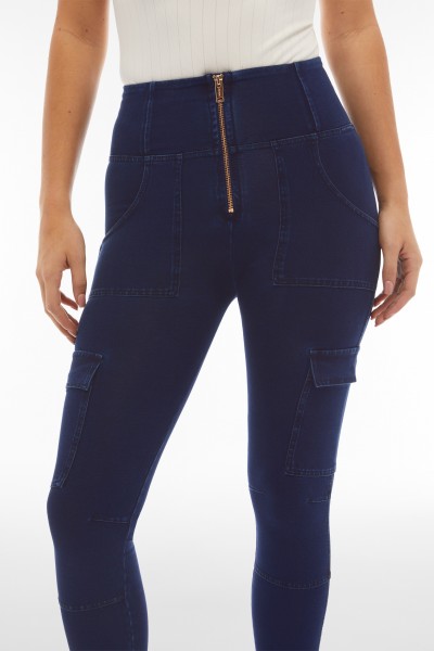 WR.UP® kargo hlače z visokim pasom in dolžino 7/8, temen jeans, SS25
