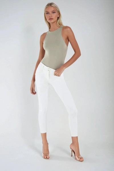 WR.UP® 7/8 SUPERSKINNY HLAČE IZ EKOLOŠKEGA USNJA, BELE