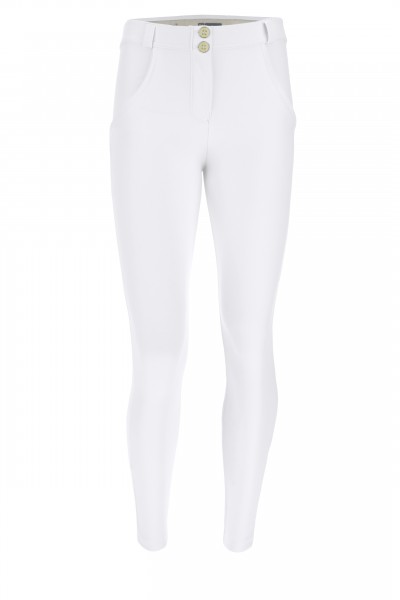 WR.UP® 7/8 SUPERSKINNY HLAČE IZ EKOLOŠKEGA USNJA, BELE