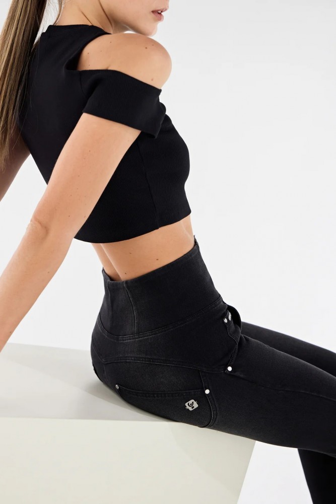 WR.UP® raztrgane push-up kavbojke z visokim pasom iz tkanega denima