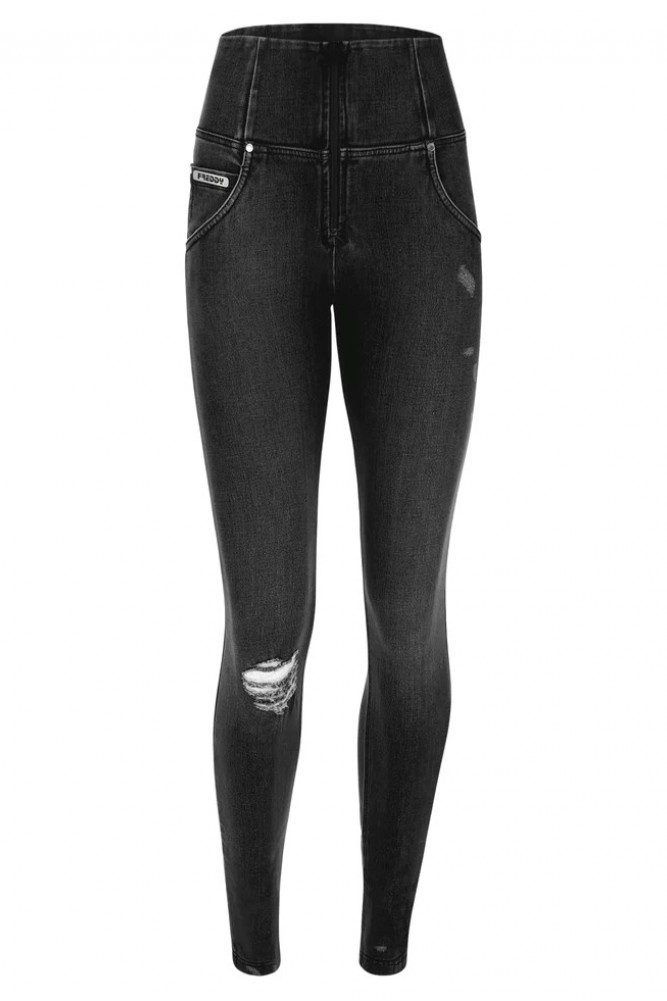 WR.UP® raztrgane push-up kavbojke z visokim pasom iz tkanega denima