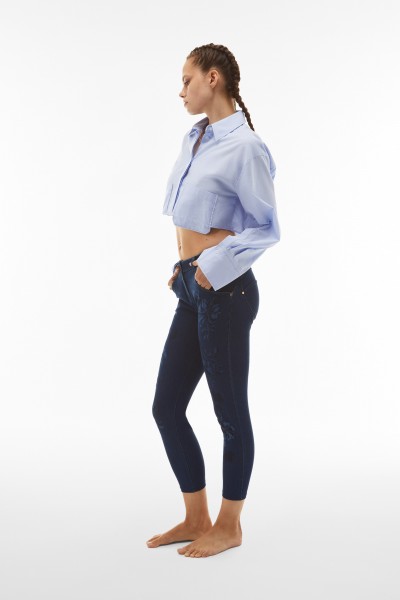 WR.UP® traperice 7/8, srednji struk, s elegantnim cvjetnim motivom